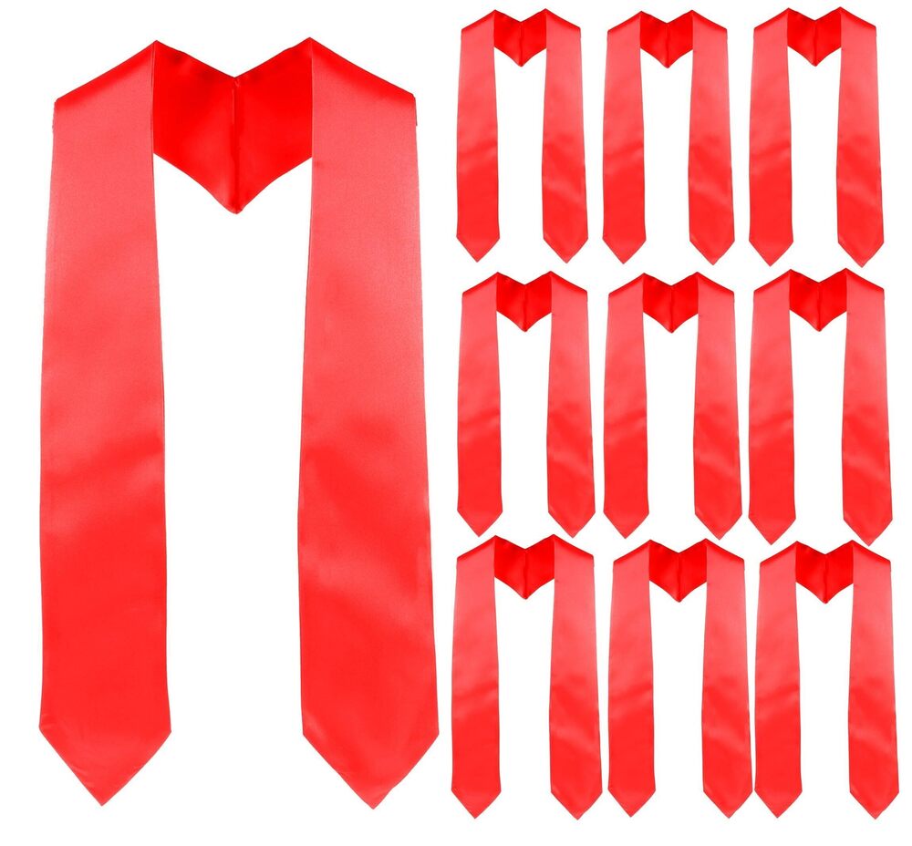 4087 10 Pieces Red Graduation Stoles,Unisex Adult Plain White Stoles